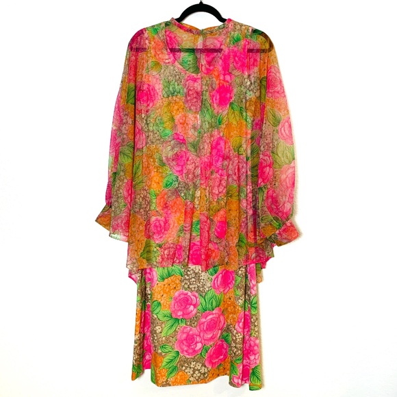 Henry Lee Dresses & Skirts - Vintage Henry Lee Floral Maxi Dress Medium? Pink Hostess Psychedelic 60's 70's